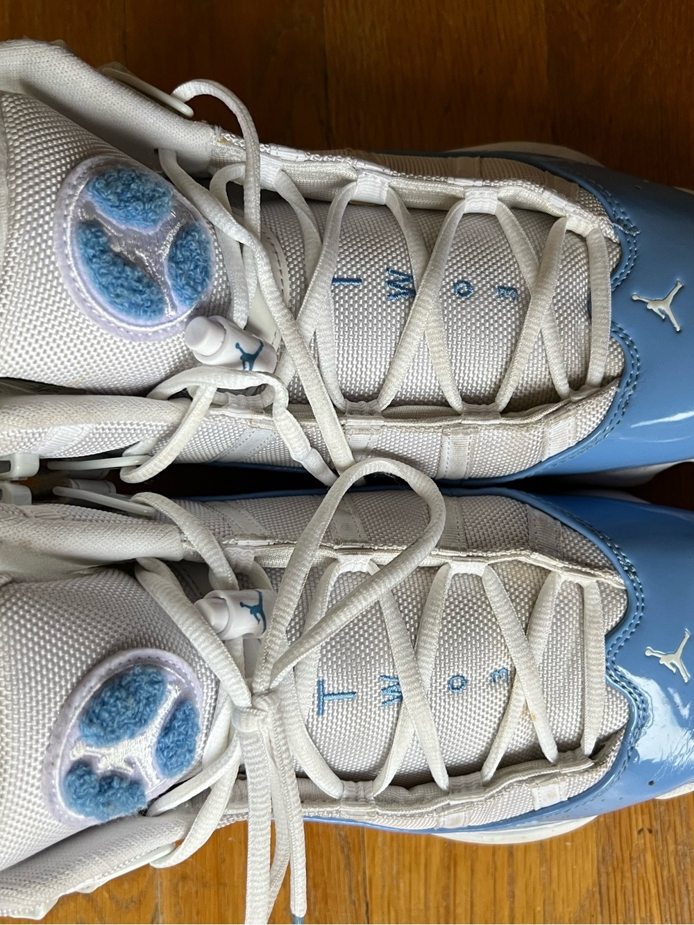 Jordan White & Light Blue High-Top Basketball Sneakers